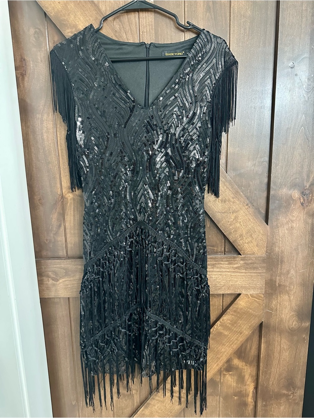 Babeyond Black Sequin Fringe Cocktail Dress